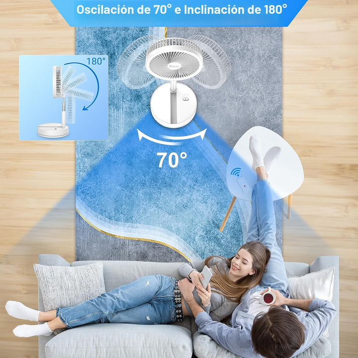 Ventilador oscilante recargable plegable portátil - 8.6" 8000mah ve...