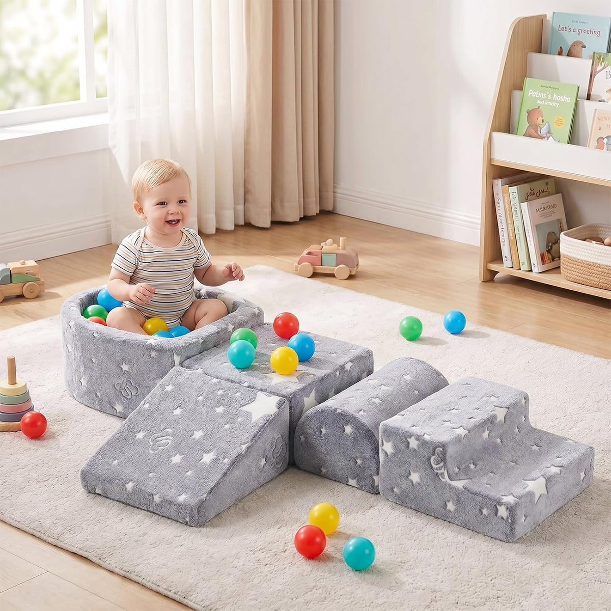Tiita Kids - Bloques de escalada de 5 piezas con pozo de bolas pequeño