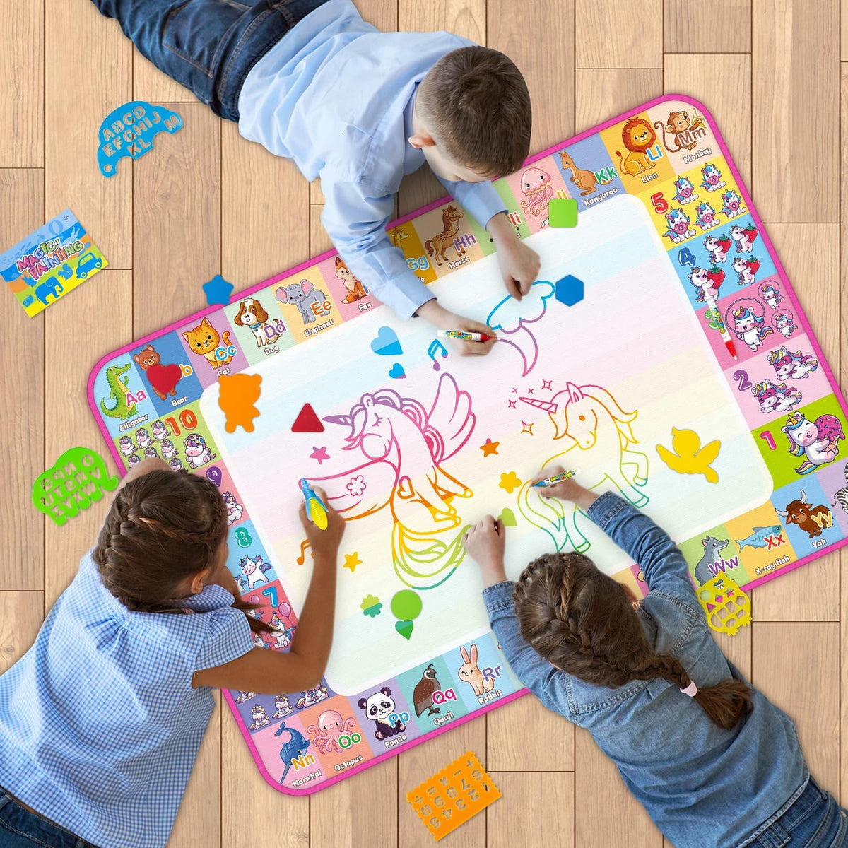 Alfombrilla de Dibujo de Agua Aqua - Alfombrilla de Dibujo para Niños, Juguetes Educativos para Niños Pequeños de 3, 4, 5, 6, 7 y 8 Años, Regalos para Niños y Niñas - Alfombrilla de Dibujo de Color