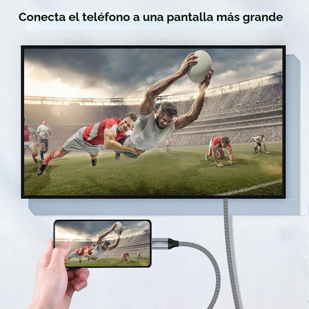 Cable USB C a HDMI 2.1, 6 pies, 8K a 60 Hz 4K a 120 Hz, Thunderbolt 4/5 a HDMI, tipo C compatible con MacBook Pro M4, M3, iPad, iPhone 16Pro, HDCP 2.3 y HDR10, 48 Gbps