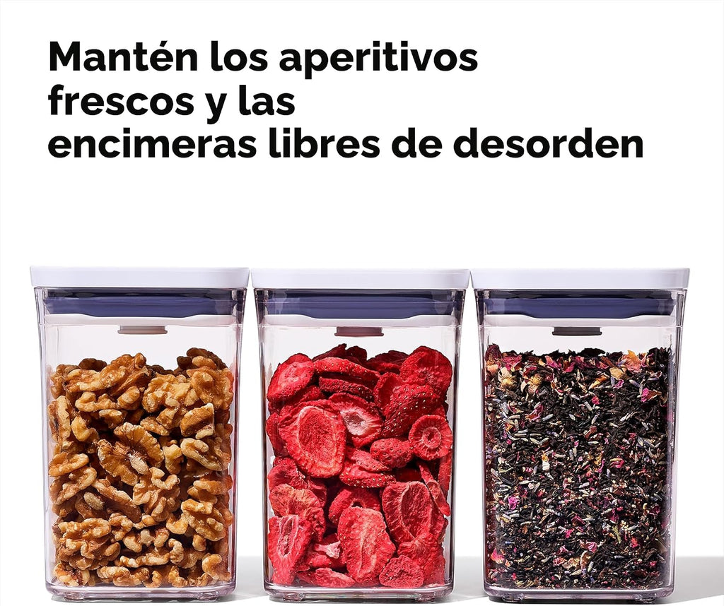 OXO Good Grips - Juego de recipientes pequeños cuadrados cortos de 3 piezas