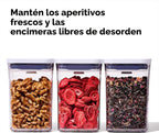 OXO Good Grips - Juego de recipientes pequeños cuadrados cortos de 3 piezas