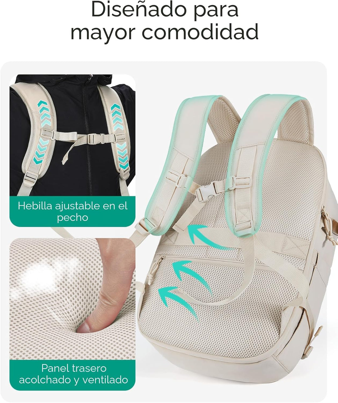 BAGSMART Mochila de viaje de mano, mochila de viaje grande de 17.3...