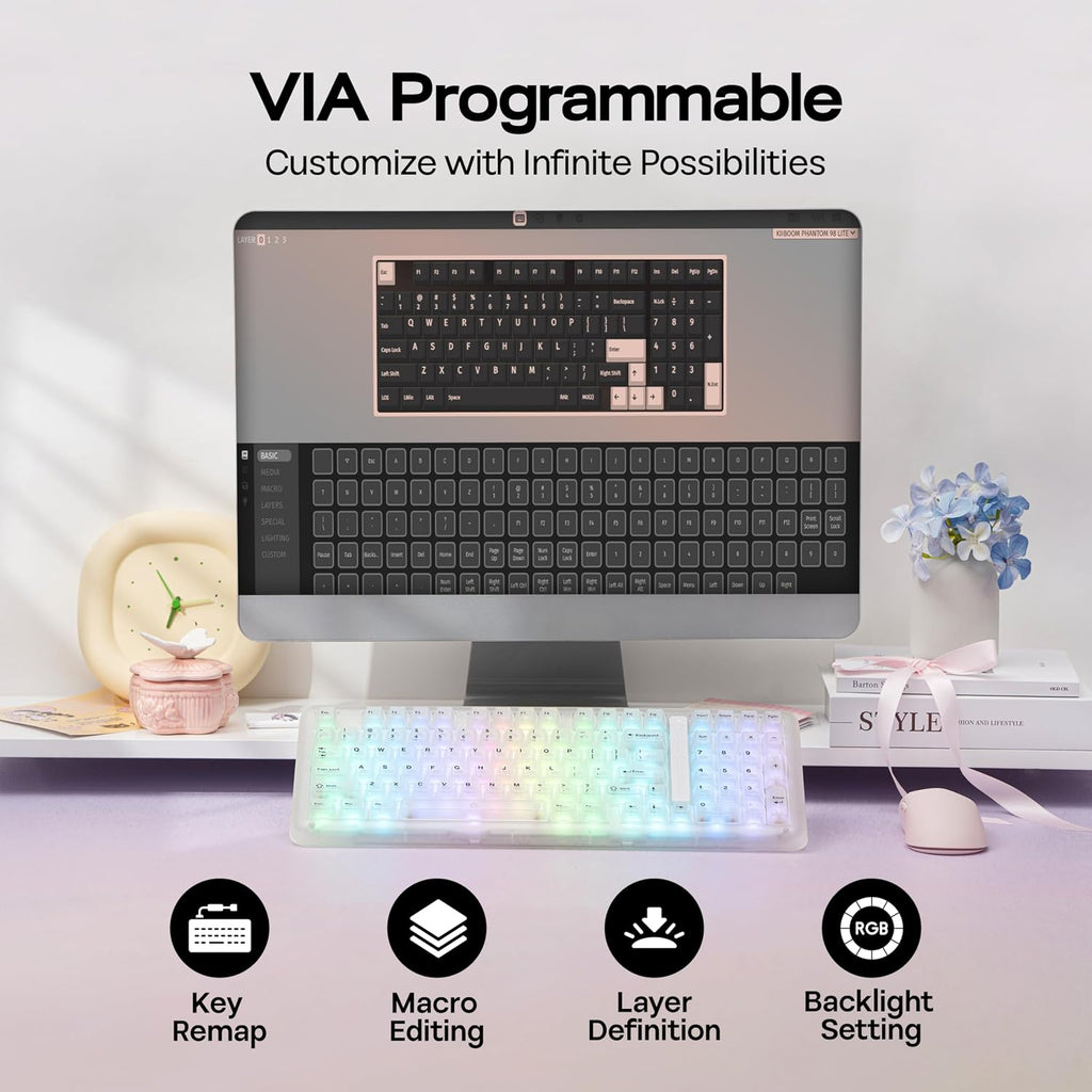 KiiBoom Phantom98 Lite 96% Teclado mecánico inalámbrico para juegos...