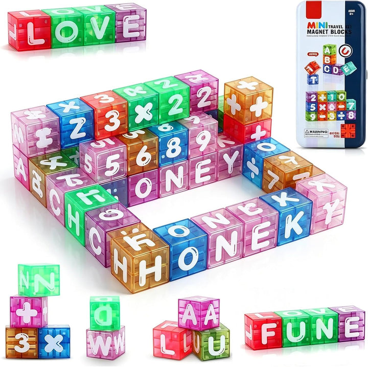 Kit de 40 bloques magnéticos de letras y números, juguetes educativ...