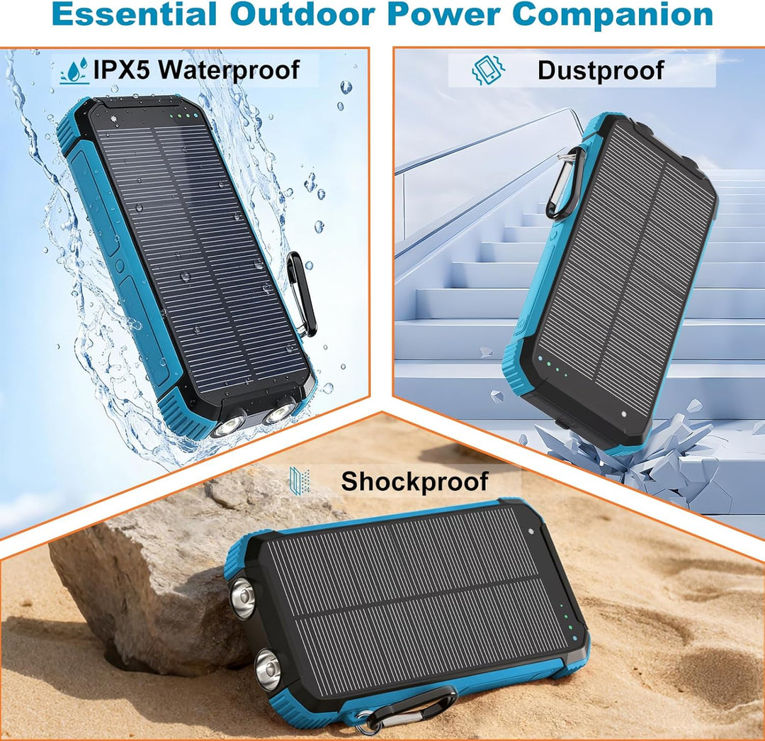 Cargador solar portátil, batería inalámbrica de carga rápida, entra...