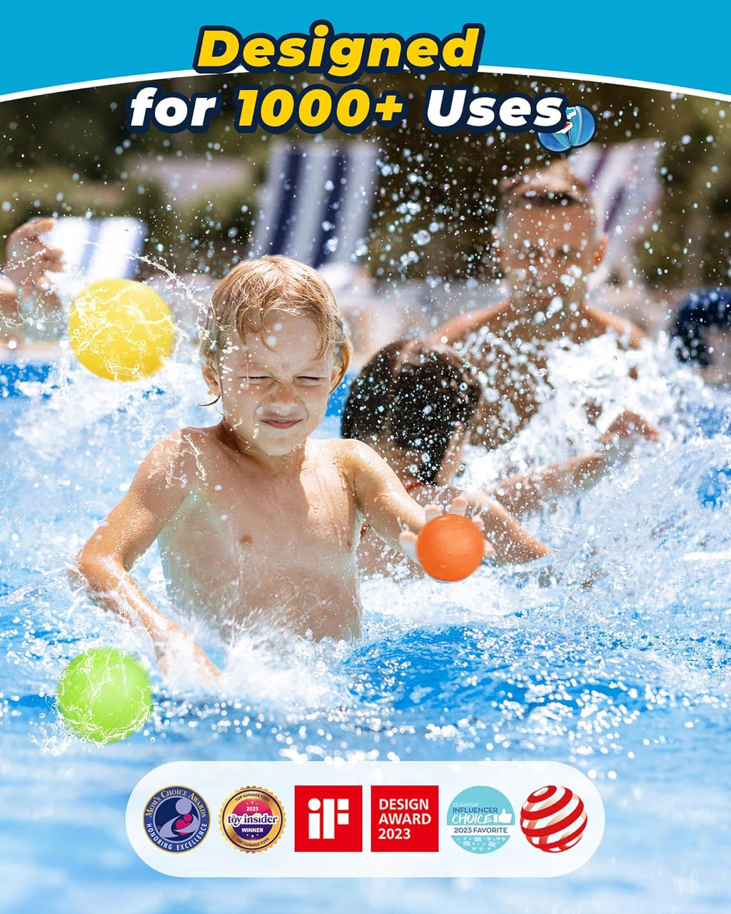 6 globos de agua reutilizables – Bolas de agua de llenado rápido para niños de 4 a 8 años – Bomba de agua autosellante recargable para fiesta de verano, piscina, juguetes de playa al aire libre para niños de 8 a 12 años
