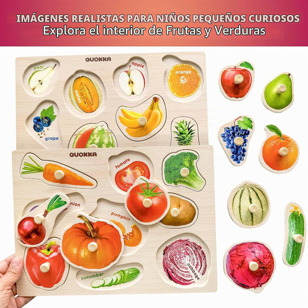 8 rompecabezas de madera para niños pequeños de 1-3 años - rompecabezas Montessori para edades 2-4 en un estante