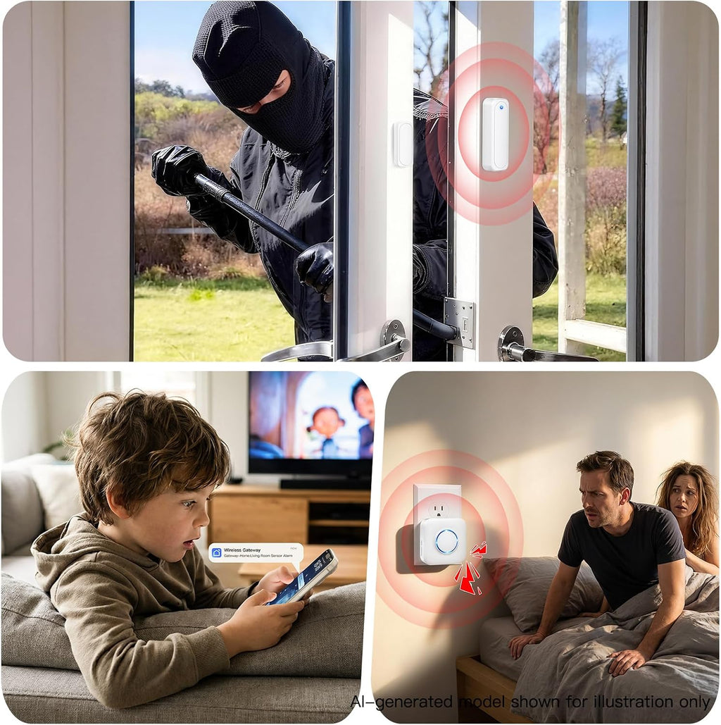 Timbre con sensor de puerta WiFi, sensor de ventana de alerta de apertura
