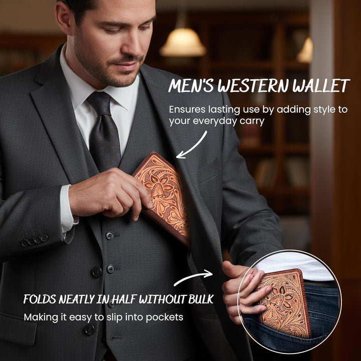 RAW HYD - Cartera larga de cuero para hombres | Funda de chequera d...