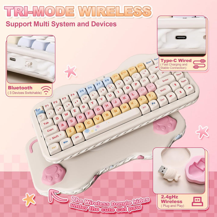 YUNZII C75 Teclado mecánico inalámbrico, diseño 75%, intercambiable...