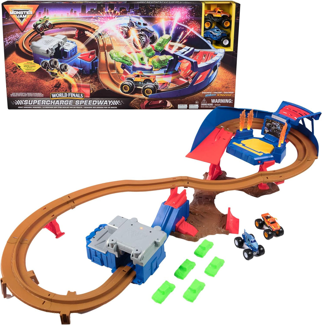 Monster Jam Supercharge Speedway Juego de Camiones Monster, Escala 1:64