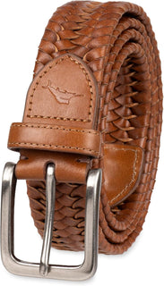 Tommy Bahama Cinturón de cuero trenzado para hombre, diseño elástic...