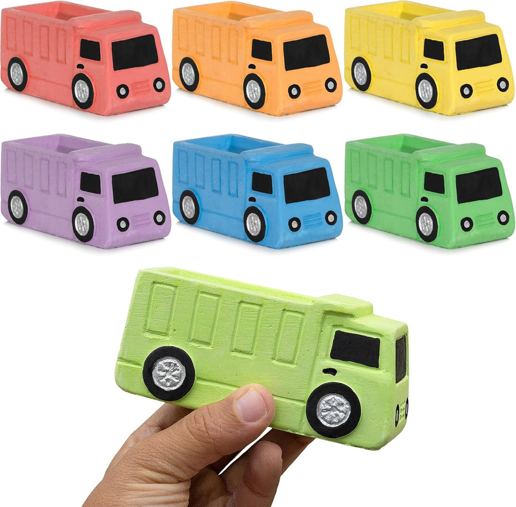 Tiza para acera de camión volquete (paquete de 14) – Juego de tizas para camiones de construcción, a partir de 3 años – Juguete de tiza para exteriores – Recuerdos de fiesta envueltos individualmente – Lavable y no tóxico
