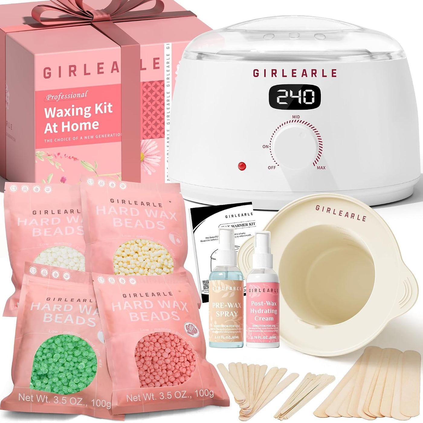GIRLEARLE Kit de depilación digital blanca para mujeres y hombres,...