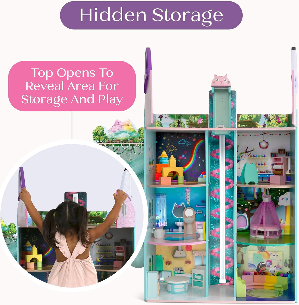 Gabby's Dollhouse Purrfect Playhouse de Delta Children - Cuenta con sonidos y orejas iluminadas - Incluye 20 accesorios - Se adapta a muñecas de 8 pulgadas - Regalo de ensueño para juegos de simulación para niños de 3 años