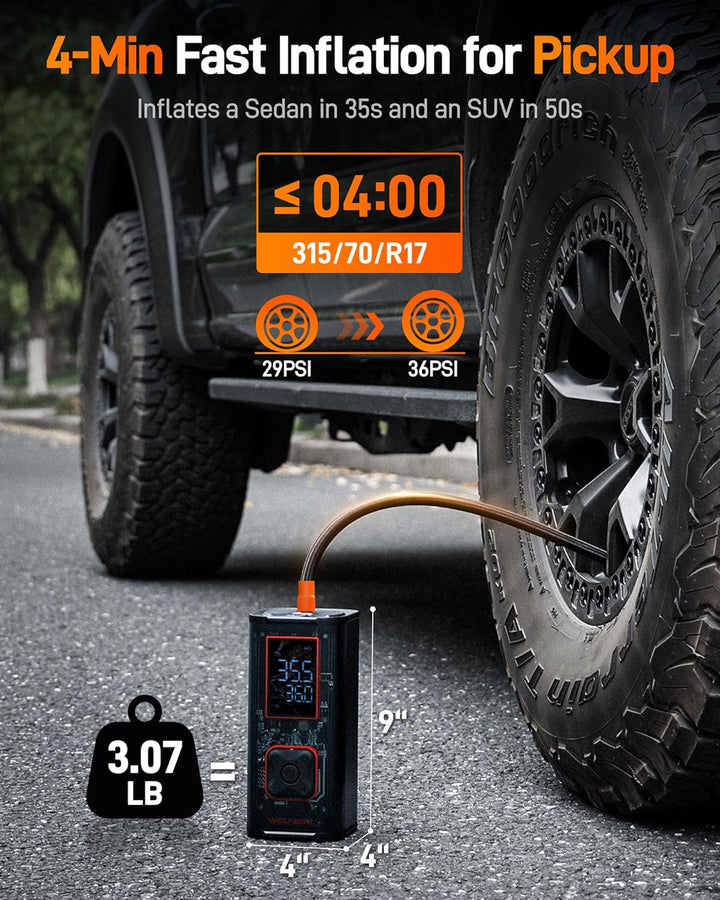 WOLFBOX Inflador de neumáticos de alta resistencia de 150 PSI, comp...