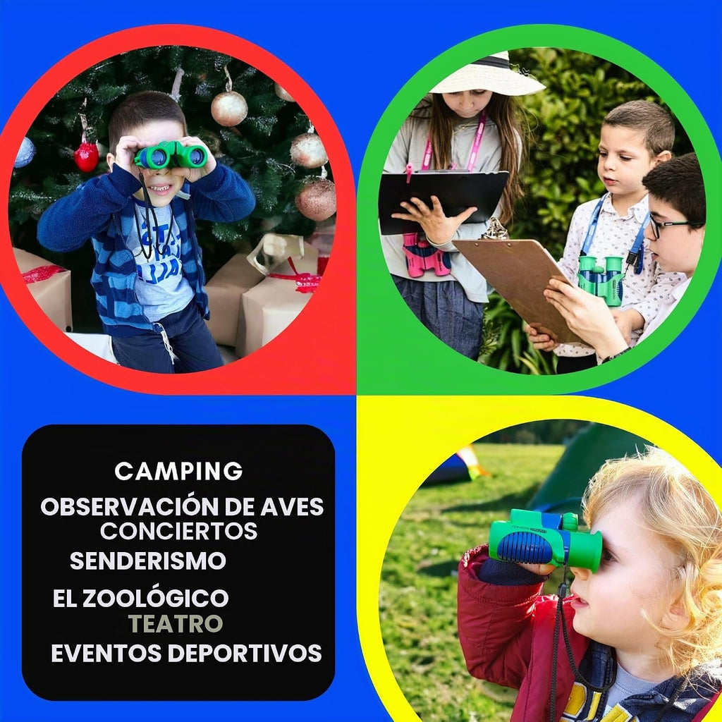 Binoculares azules para niños 8x21 - Juego de binoculares compactos a prueba de golpes con óptica de alta resolución para niños de 3 a 12 años, juguetes para observación de aves