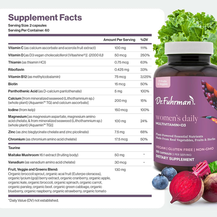 Dr. Fuhrman Multivitamínico de suministro de 2 meses para mujeres +...