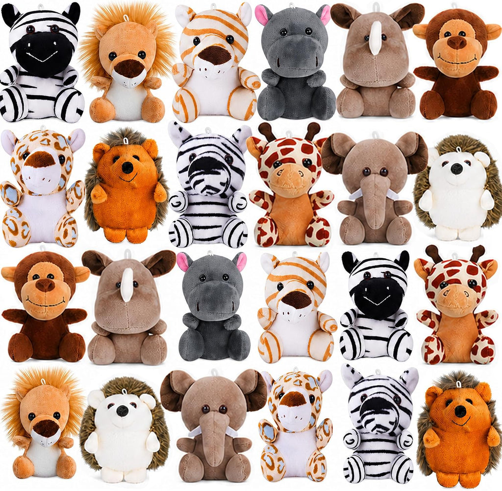 Mini animales de peluche a granel, paquete de 24 llaveros de peluche de 5