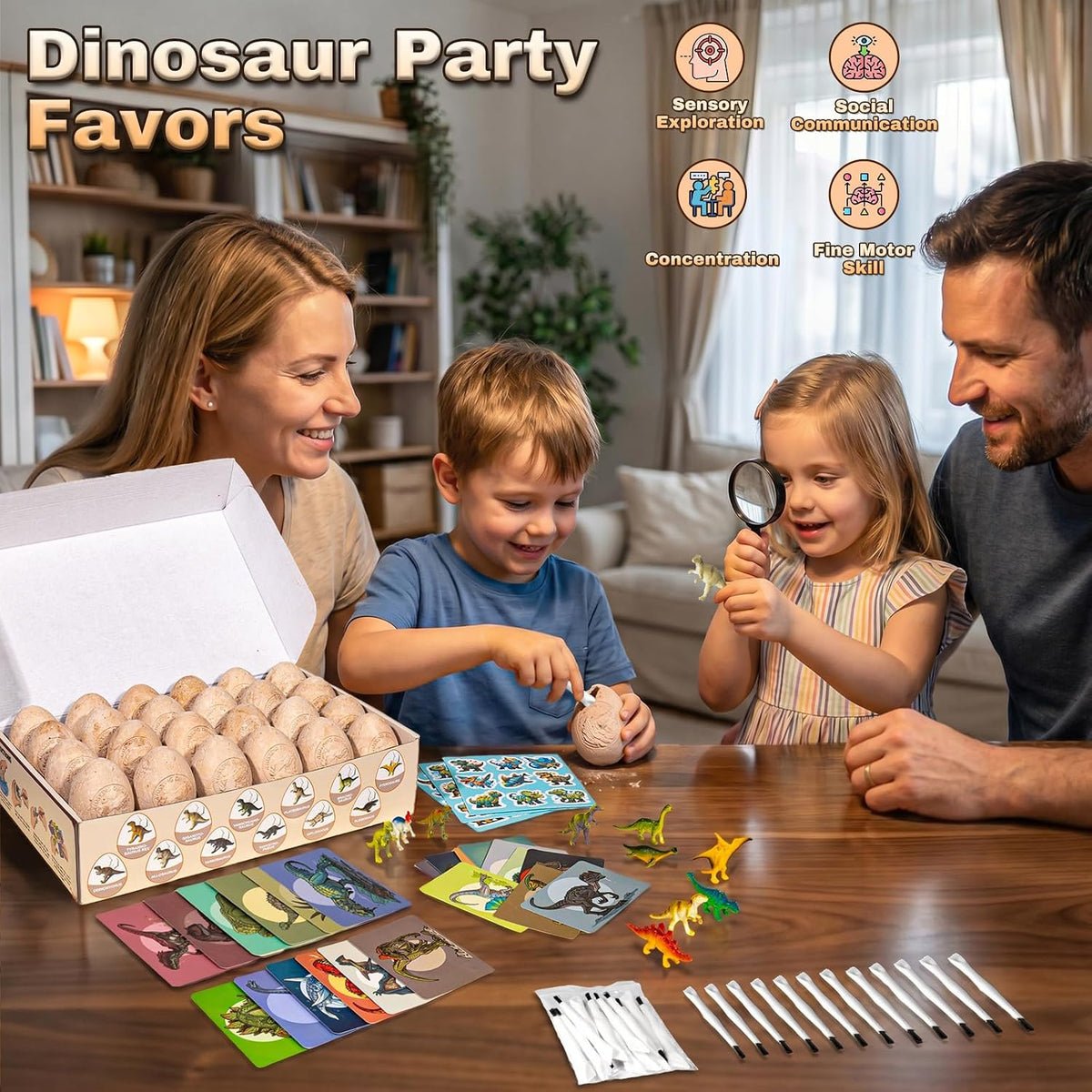 Kit de excavación de 24 huevos de dinosaurio, recuerdos de fiesta de
