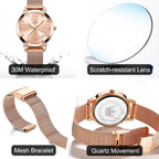 OLEVS Relojes para Mujer Elegante Rosado Oro Cadenita pequeña Pulsera de dama Reloj