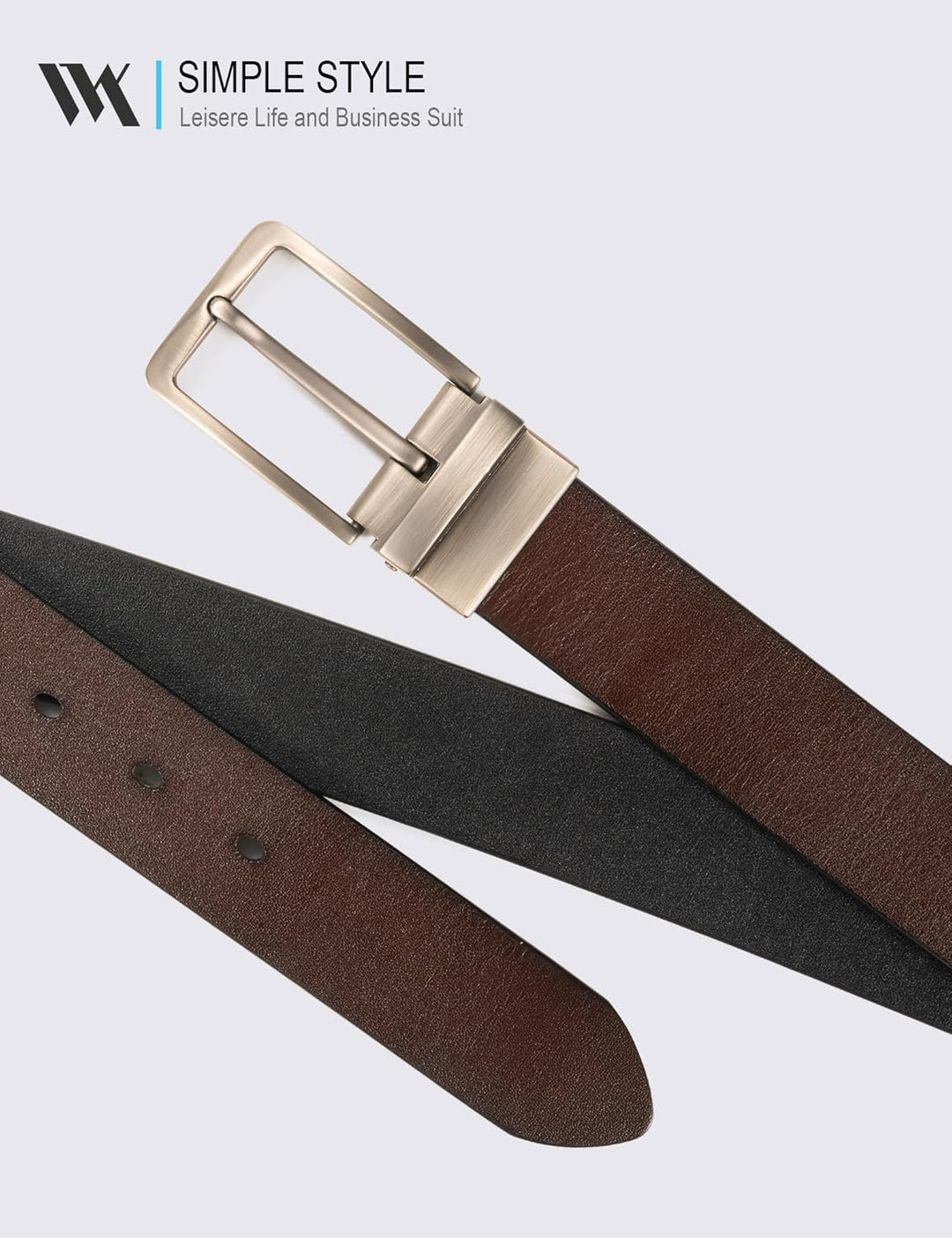WOLFANT Cinturón de cuero reversible dos en uno, cinturón casual 10...