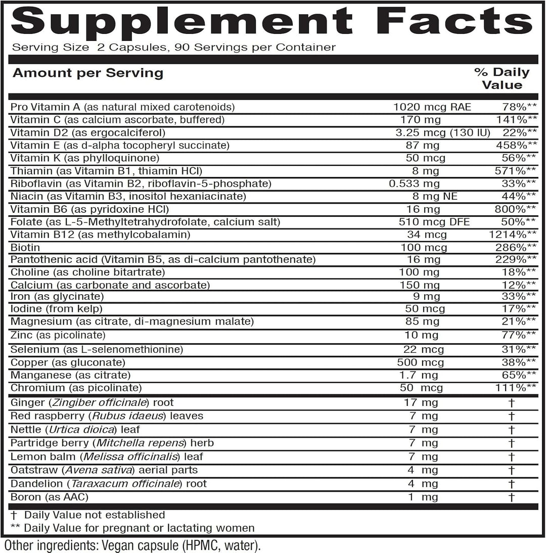 Vitanica Simetría materna, vitaminas prenatales y posnatales, vegan...