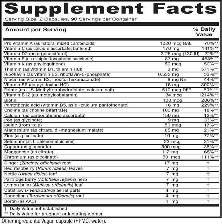 Vitanica Simetría materna, vitaminas prenatales y posnatales, vegan...