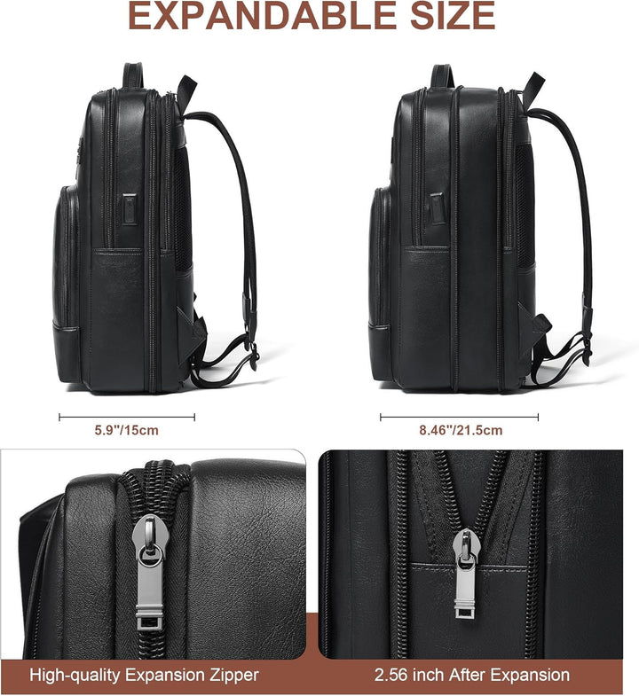 Mochila de cuero Shrrie para laptop para mujeres y hombres, mochila...