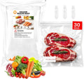 Bolsas reutilizables selladoras al vacío para alimentos – 30 sin BPA medianas (10 × 11 pulgadas) con bolsas de almacenamiento de alimentos, aptas para microondas y congelador, resistentes a olores, a