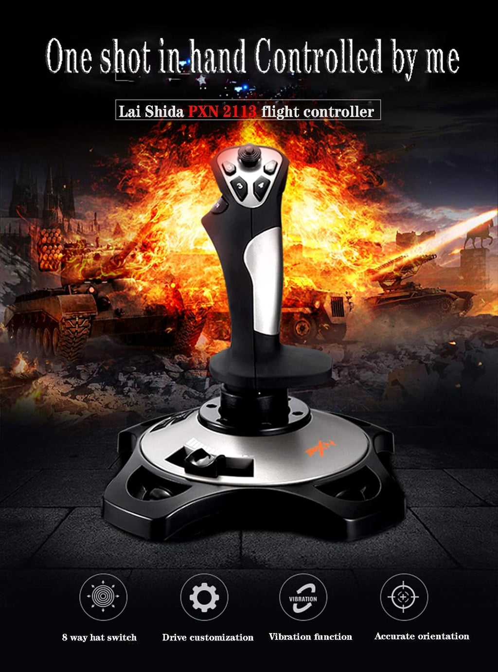 Controles de simulador de vuelo PXN 2113 joystick de vuelo para PC con función de vibración y controles de acelerador Control de vuelo con cable para PC Windows XP/VISTA/7/8/10/Computadora/Portátil (solo PC)