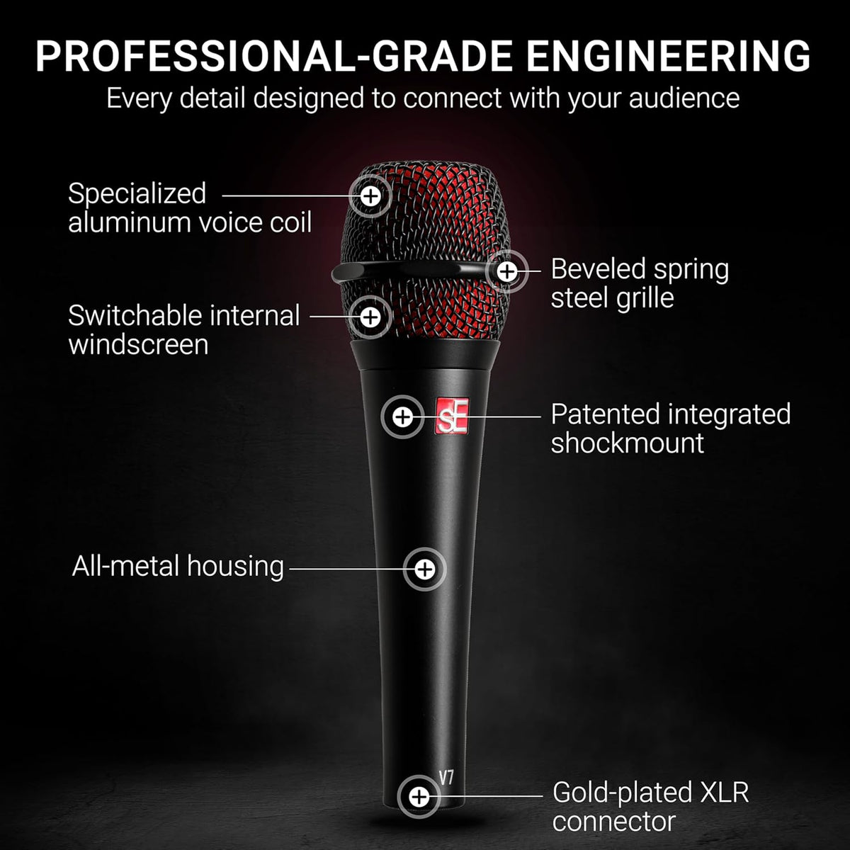 SE ELECTRONICS V7 Micrófono dinámico para canto, voz y grabación de...