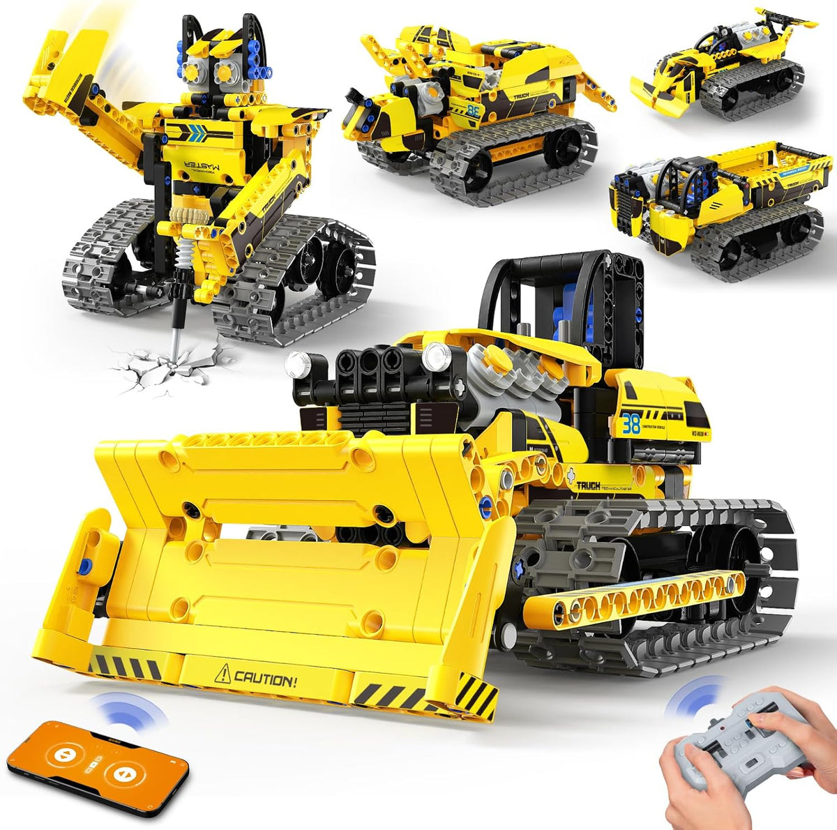LECPOP Kit de construcción de juguete de robot STEM 5 en 1, 452 piezas de bloques de ingeniería con aplicación y control remoto, juguetes robóticos para niños de 8 a 12 años, juegos de constructor de