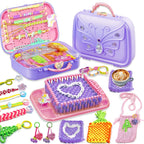 Souroyea Kit de Juguetes de Telar de Tejido, Kits de Manualidades 6-en-1 para Hacer Pulseras de la Amistad para Niños, Regalos Ideales de Cumpleaños y Navidad para Niñas de 5 6 7 8-12 Años, Actividad