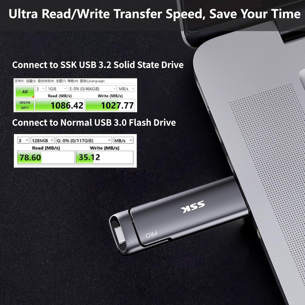 SSK Unidad SSD USB C de 256GB hasta 1000MB\/s, Unidad Flash Rápida,...
