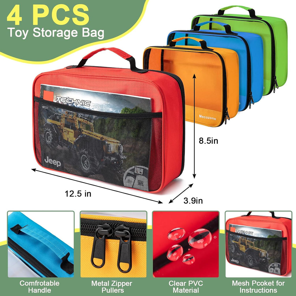 4 piezas de bolsa de almacenamiento para juguetes, bolsa de almacenamiento para conjunto de construcción de ladrillos clásicos, estuche de viaje para juguetes de construcción, rompecabezas