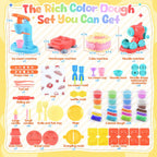 Set de masa colorida 4 en 1 para niños con 24 porciones de masa, creaciones de cocina y comida de juguete
