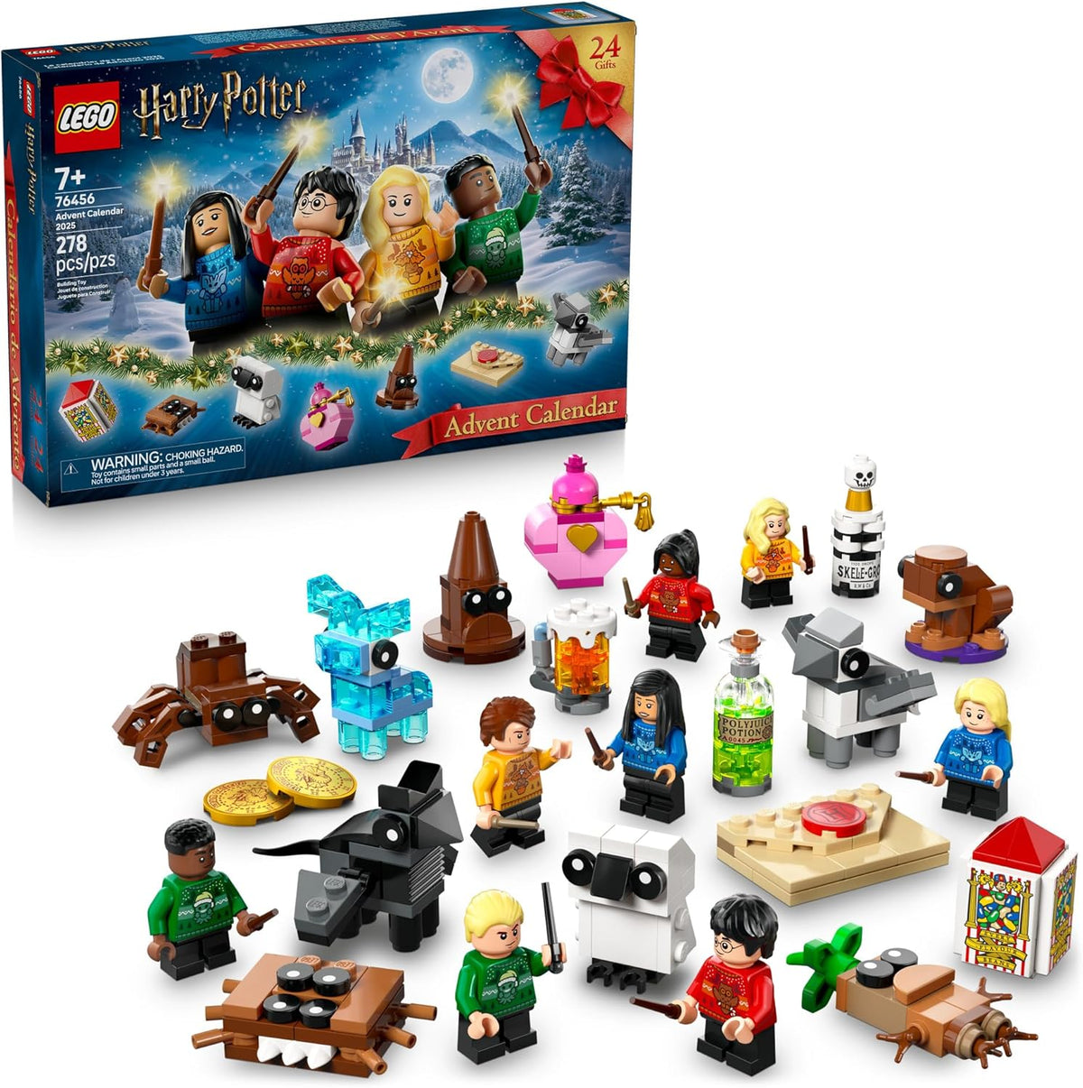 Lego Calendario de Adviento de Harry Potter 2025 juguete para niños, cuenta regresiva de vacaciones para niños y niñas, 7+ - 24 sorpresas construibles, incluyendo minifiguras de Harry, Draco y Luna, idea de regalo para niños para Navidad - 76456