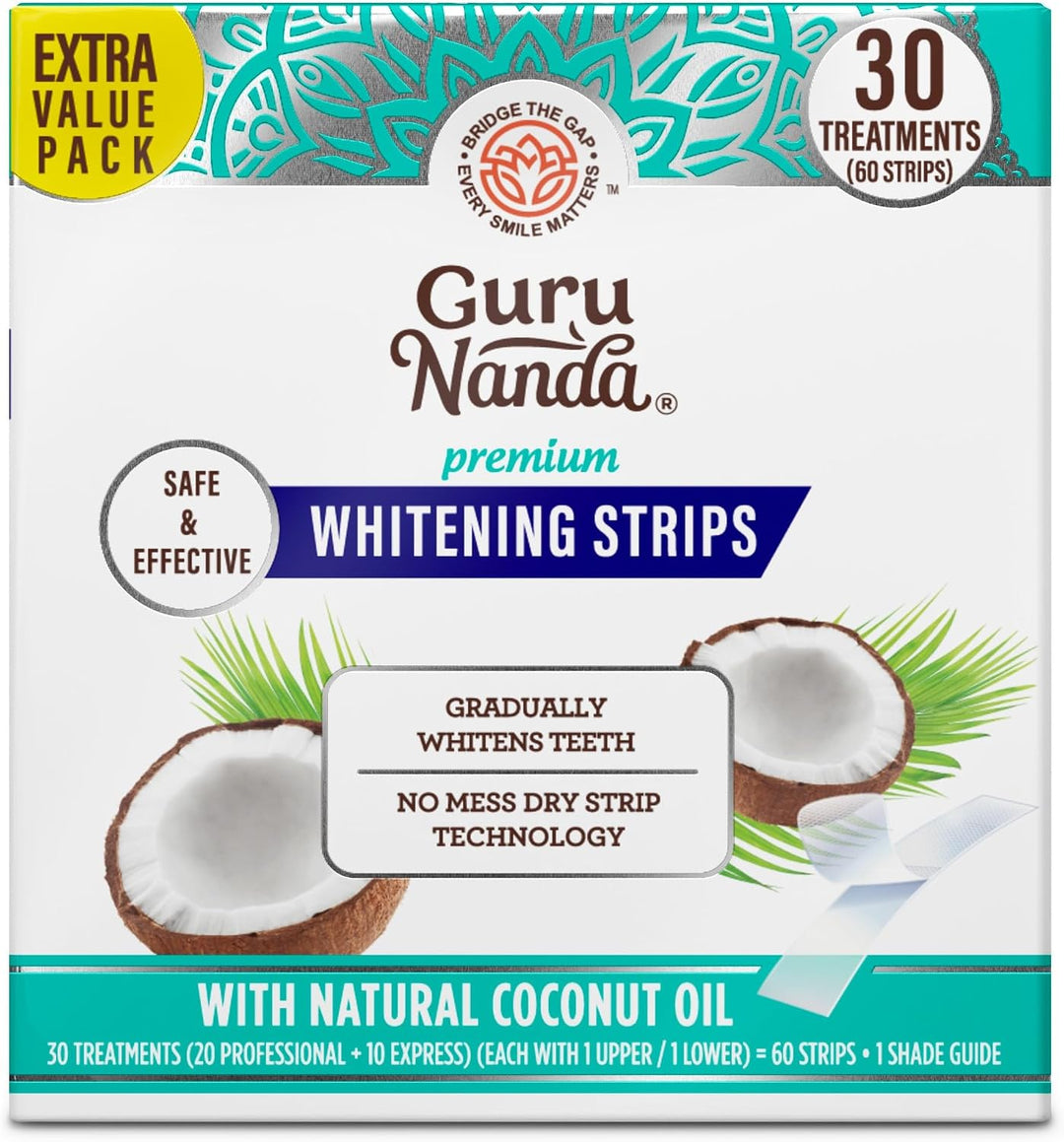 GuruNanda Kit de tiras blanqueadoras dentales, tratamiento de 30 dí...