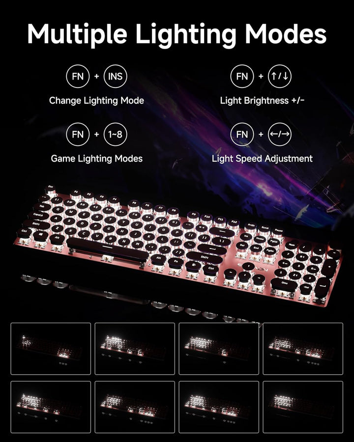 Teclado mecánico estilo máquina de escribir EWEADN, teclados de máq...