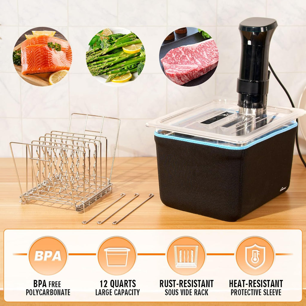 homenote Recipiente Sous Vide de 12 cuartos de galón con tapa, estante