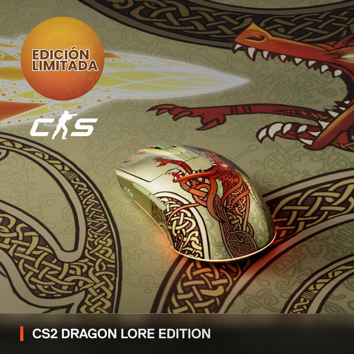 SteelSeries Ratón inalámbrico para juegos CS2 Dragon Lore Edition