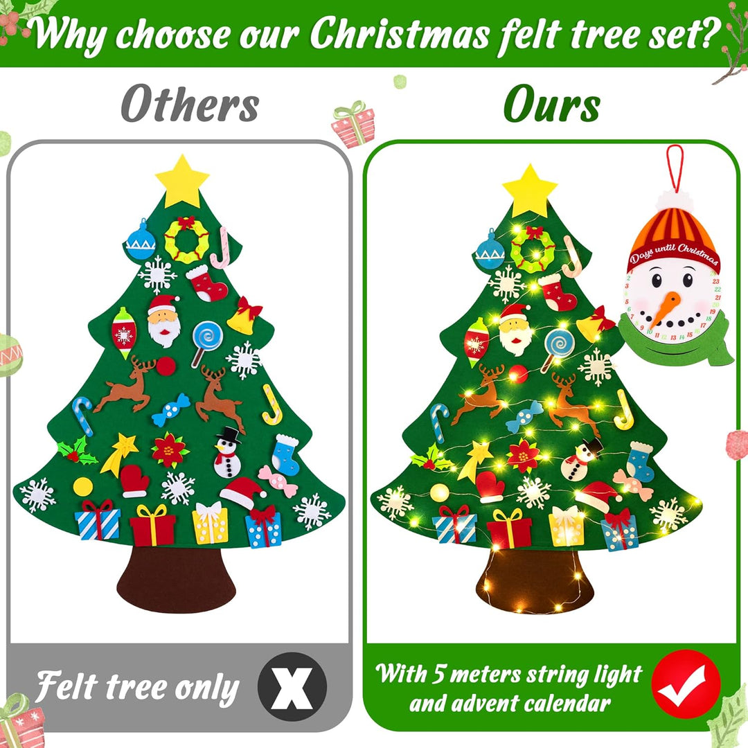 jollylife Juego de árbol de Navidad de fieltro de 3 pies