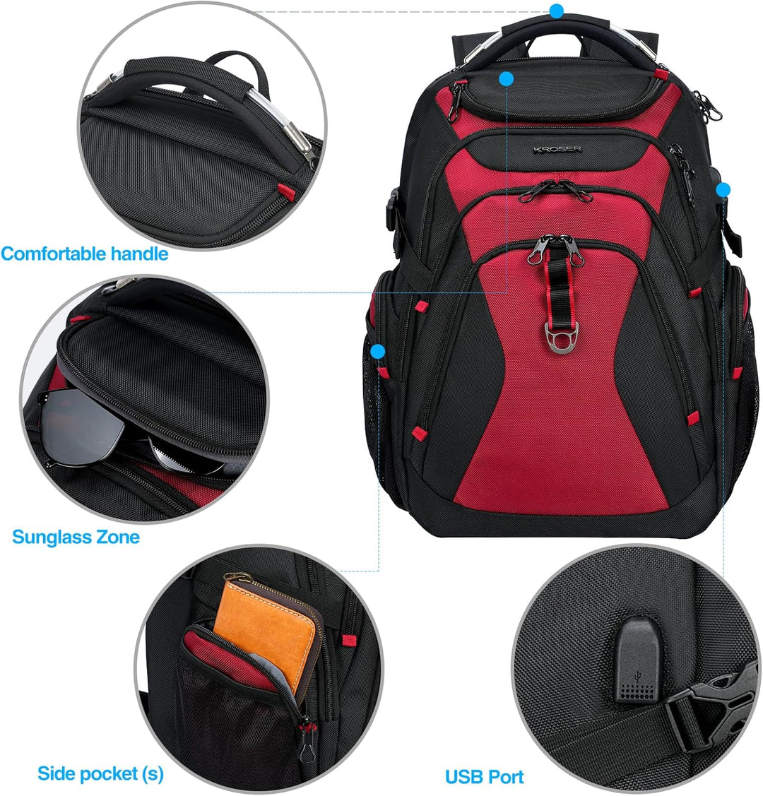 KROSER Mochila de viaje para laptop, 17,3 pulg., Moderno