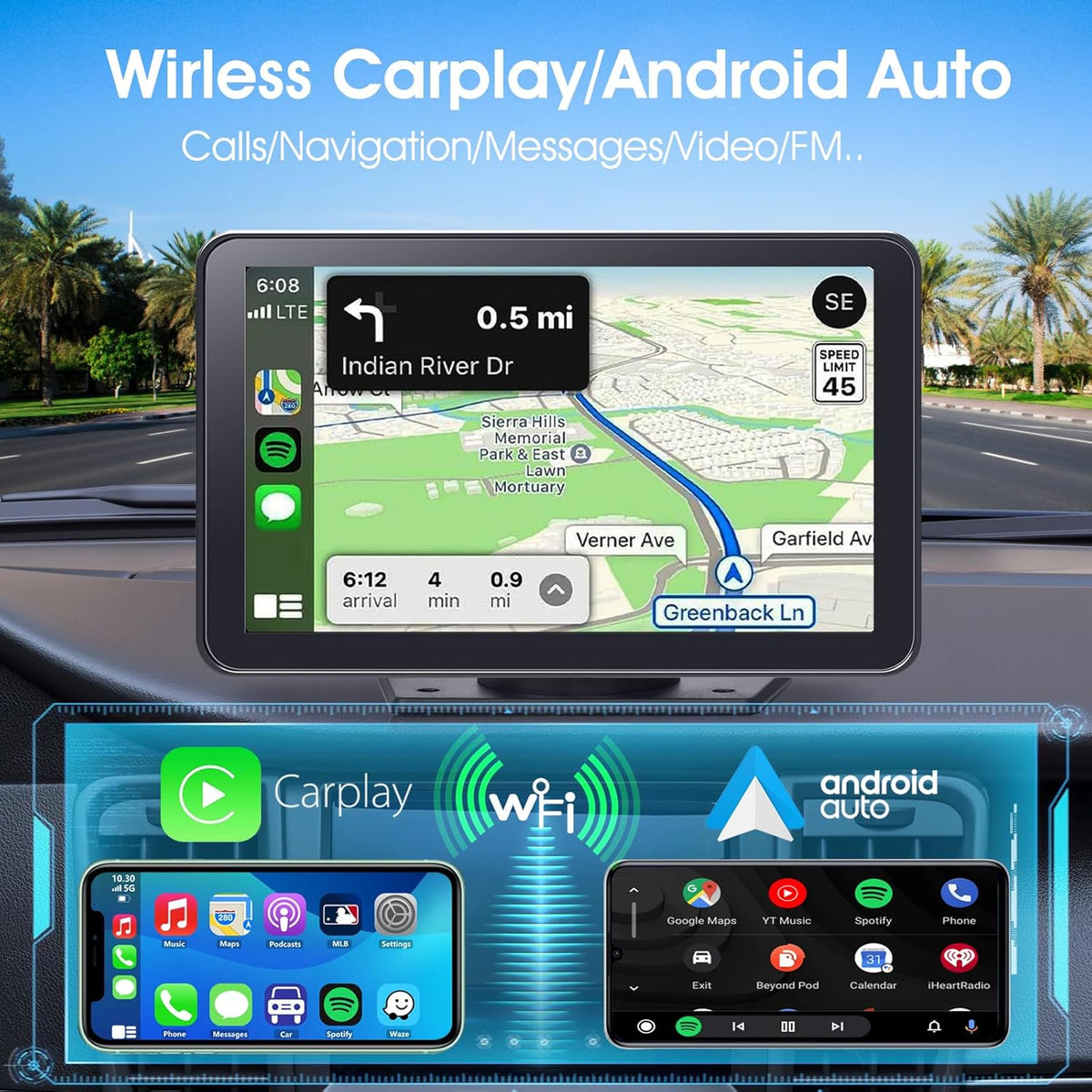 Estéreo inalámbrico portátil Carplay para automóvil