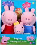 Peppa Pig Plush 3 Piece Set - Peppa, George & Baby Evie - Juguetes de peluche clásicos súper suaves 18 meses +