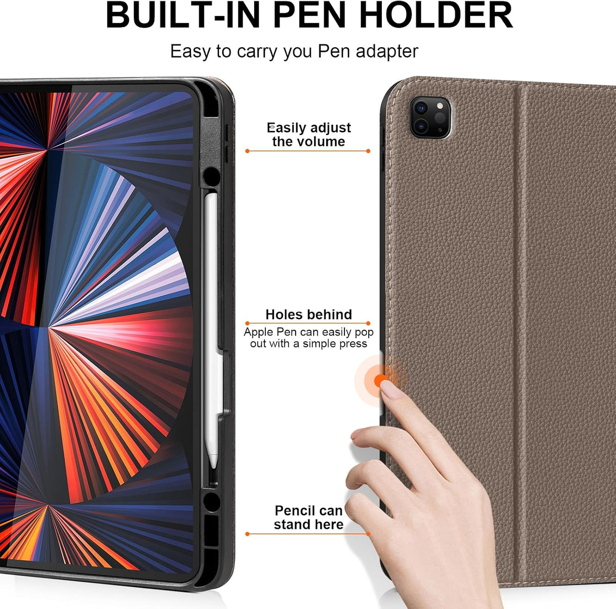 Funda de cuero para iPad Pro de 12.9 pulgadas 6ª/5ª/4ª/3ª