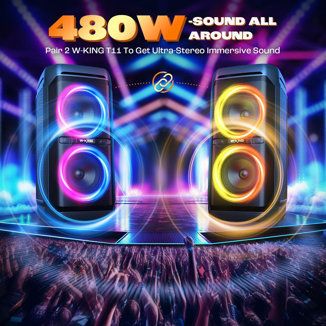 W-KING Altavoz Bluetooth portátil de 240 W, caja de auge fuerte con...