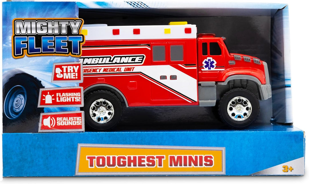 Mighty Fleet Toughest Minis - Juguete de ambulancia de